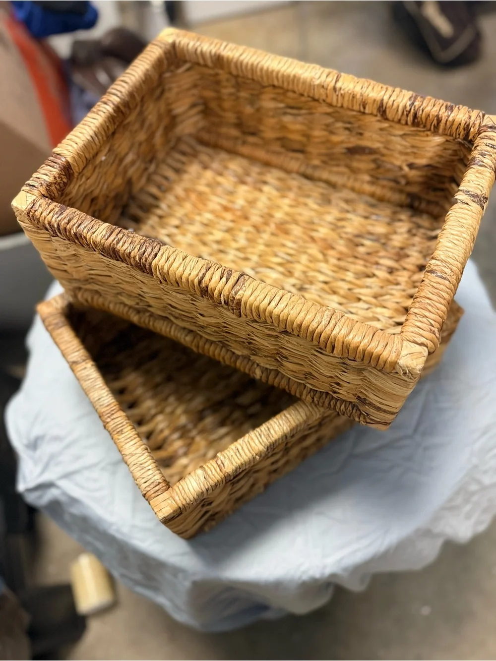 Woven Natural Seagrass Storage Basket - Set of 2